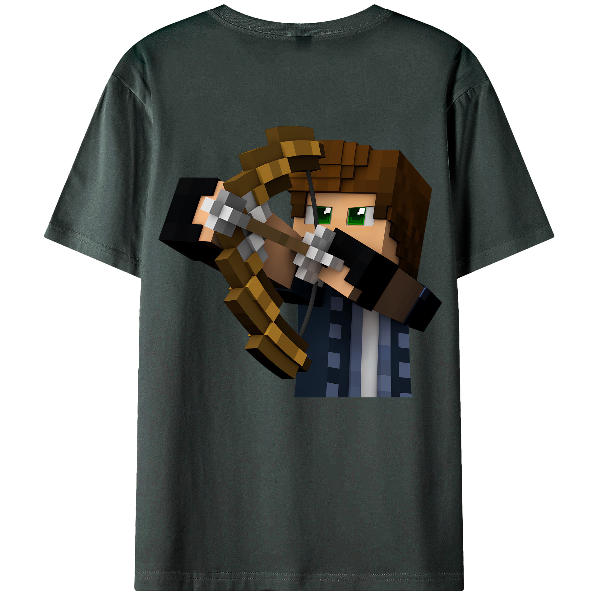 （画像用） マインクラフト ブロックの世界 Minecraft MC Block world 綿100％ メンズ半袖Tシャツ（バックプリント） 通気性